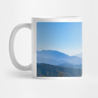 Blue mountain landscape backdrop in tiered tones Mug